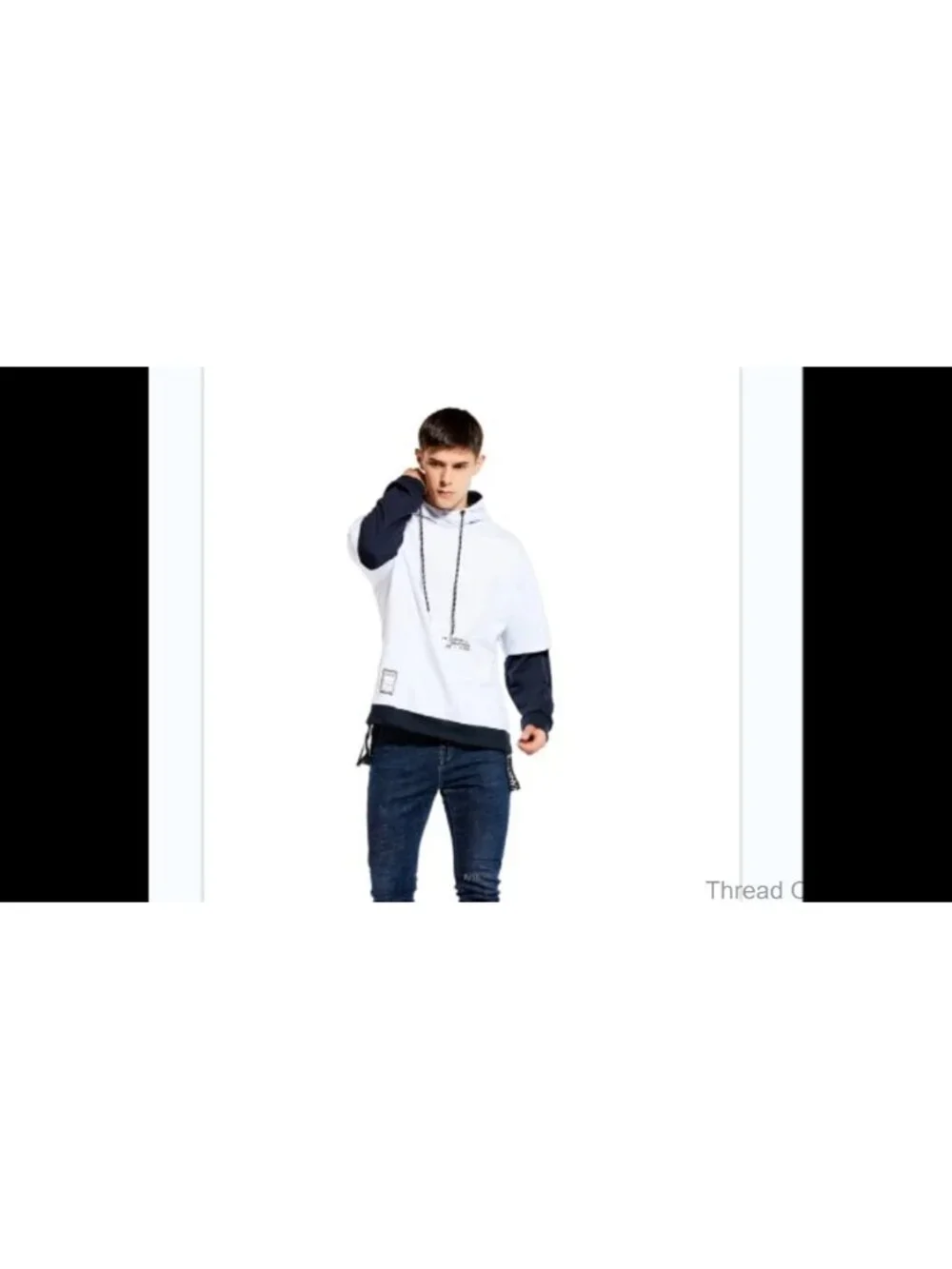 Contrast Color Pullover Hoodie Patchwork Hoodie Men